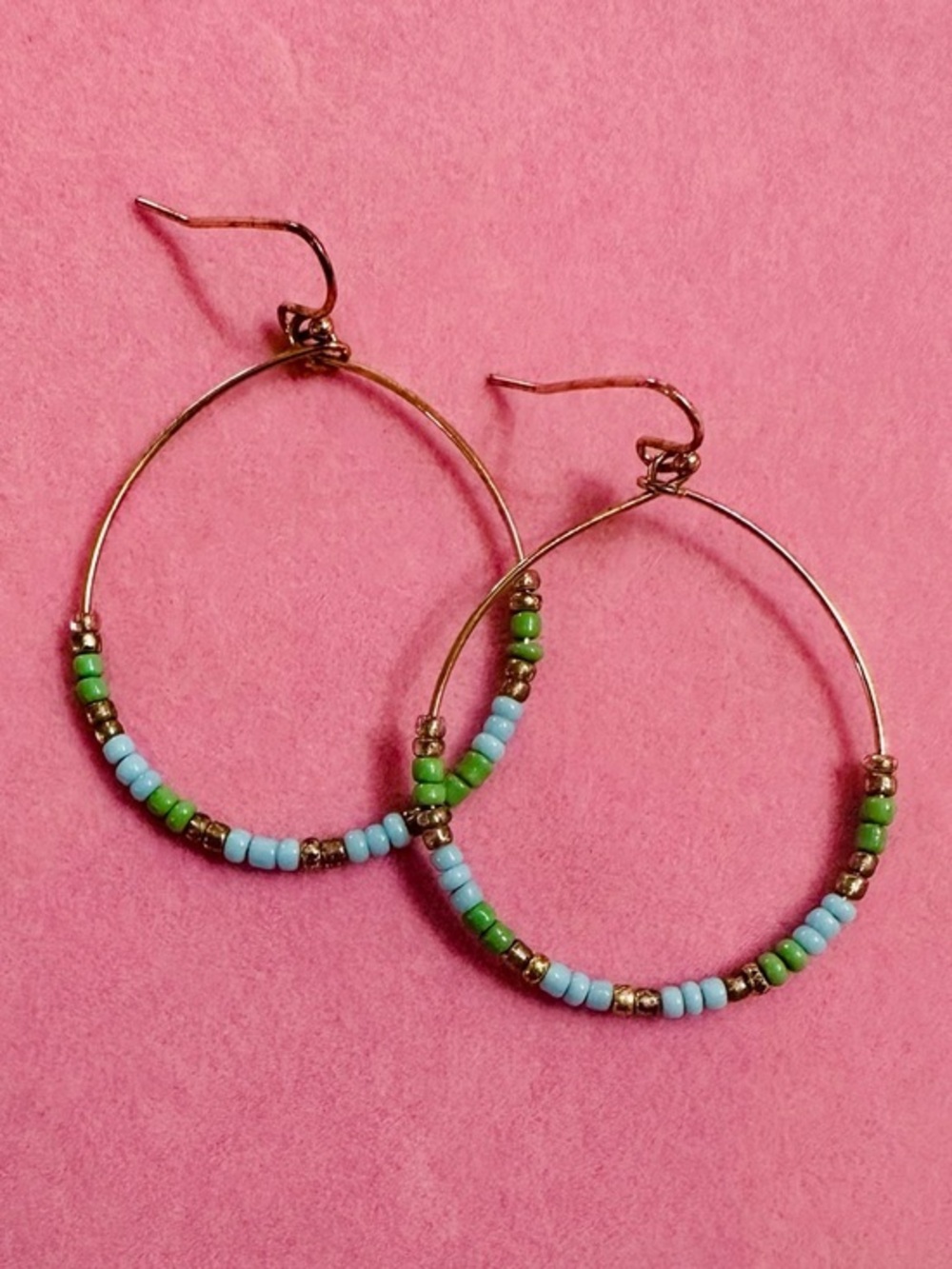 Beaded Hoop Dangle Earrings